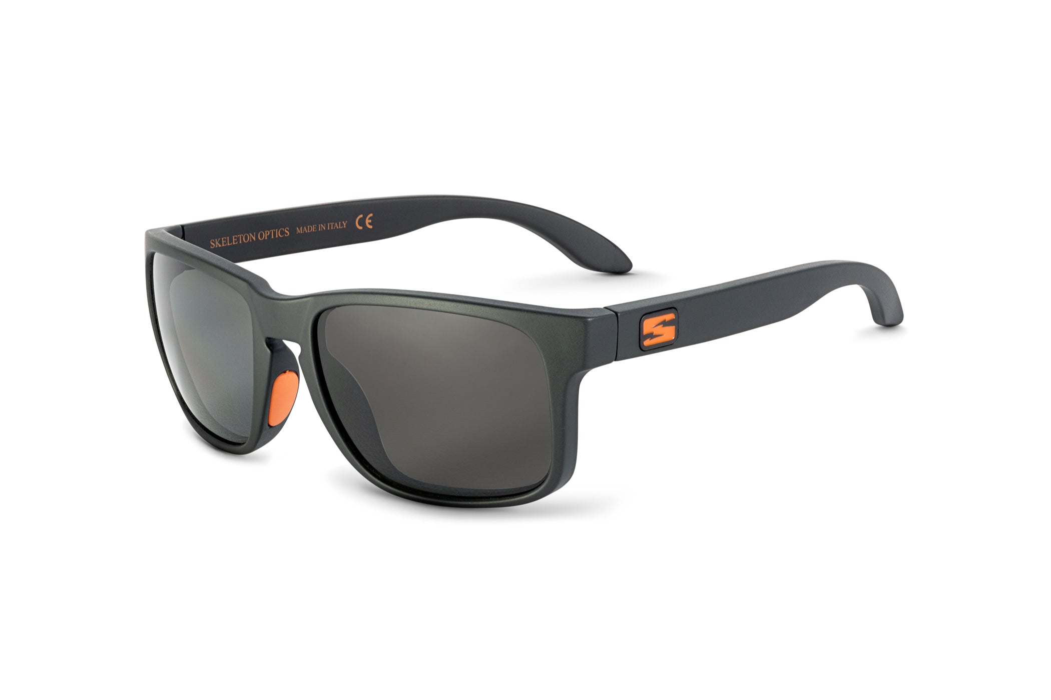 Matte Black Sunglasses with Blaze Orange Logo